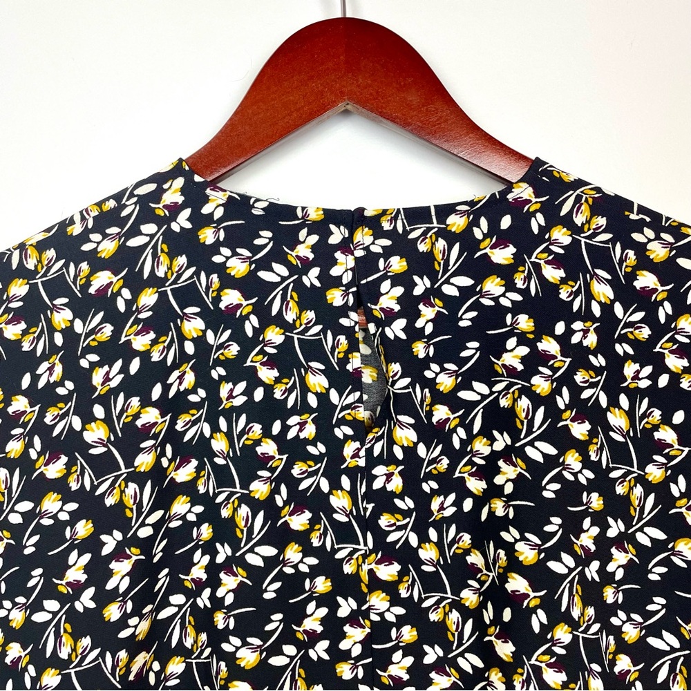 Zara Floral Babydoll Flowy Long Sleeve Mini Dress Black Women's Size Medium Boho - Picture 10 of 15